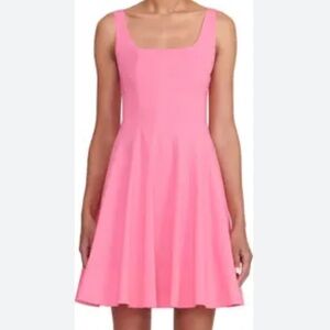 Sleeveless Pink Midi Dress with Square Neck